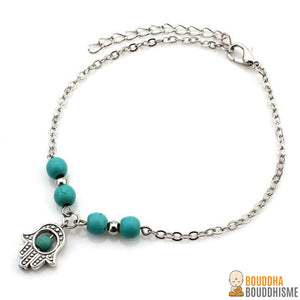 Chaine de cheville "Perles de Turquoise" + Pendentif au choix