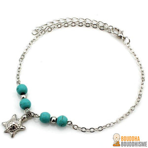 Chaine de cheville "Perles de Turquoise" + Pendentif au choix