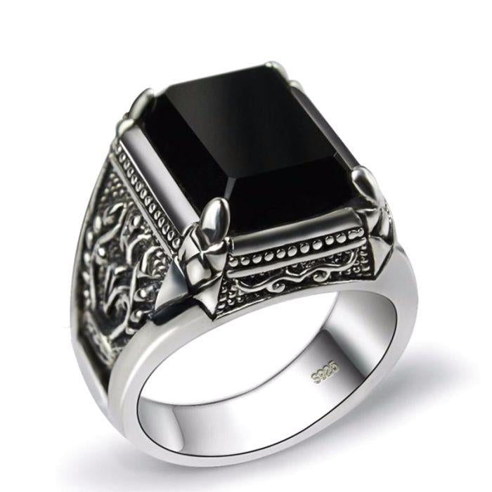 Bague en Argent 925 et Obsidienne