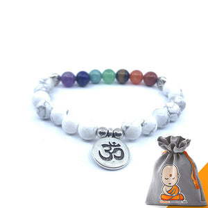 Bracelet 7 Chakras "Sagesse" en Howlite Blanche (Nouvelle Version 2019)