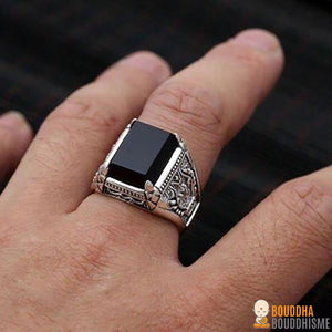 Bague en Argent 925 et Obsidienne