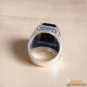 Bague en Argent 925 et Obsidienne