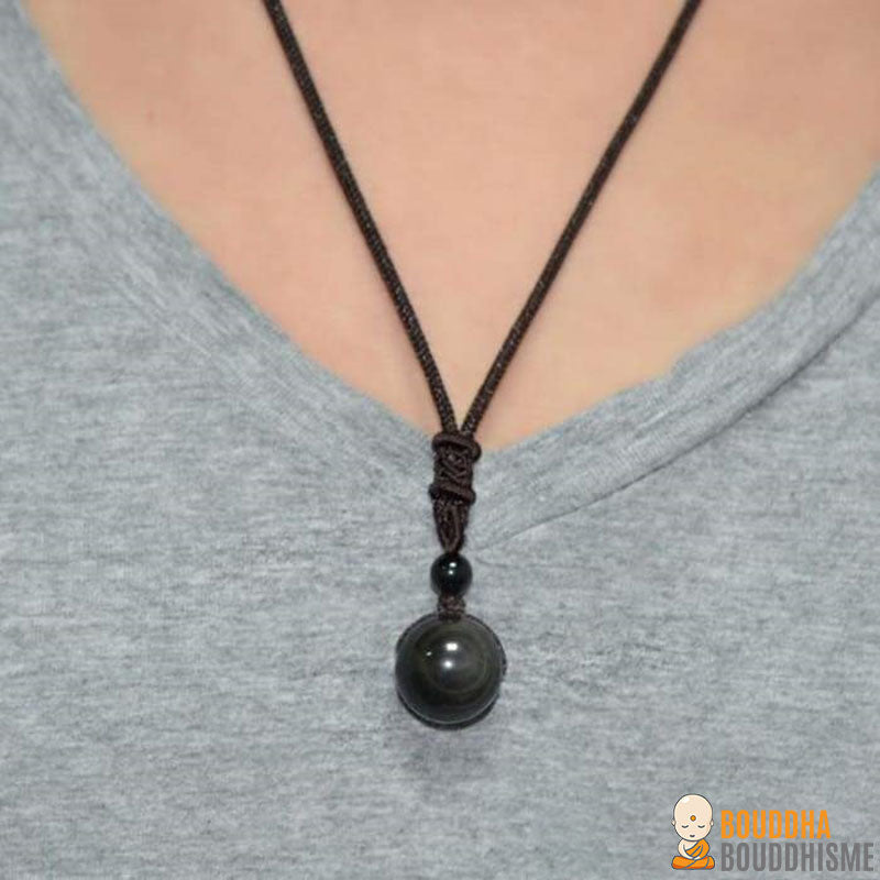 Collier "Oeil Céleste" en Obsidienne Arc-en-ciel