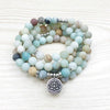 Bracelet Mala "Lotus" de 108 perles en Amazonite Naturelle