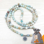 Bracelet Mala "Lotus" de 108 perles en Amazonite Naturelle