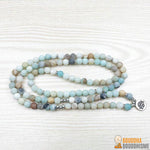 Bracelet Mala "Lotus" de 108 perles en Amazonite Naturelle