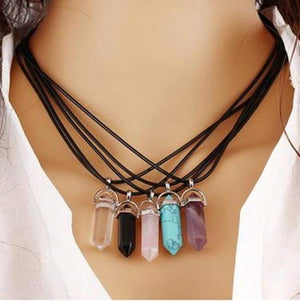 Collier & Pendentif en Pierre semi-précieuse - 5 couleurs disponibles