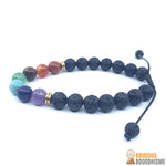 Bracelet "Guérison des 7 chakras" en Pierres de Lave - Ajustable (Nouvelle Version 2019)