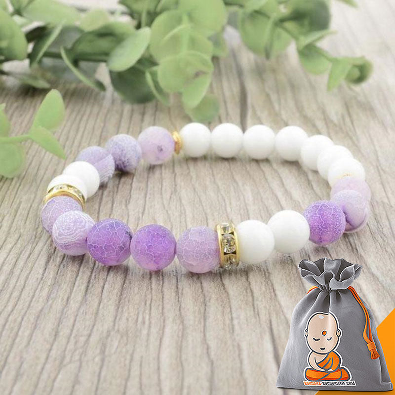 Bracelet en Agate Blanche et Violette