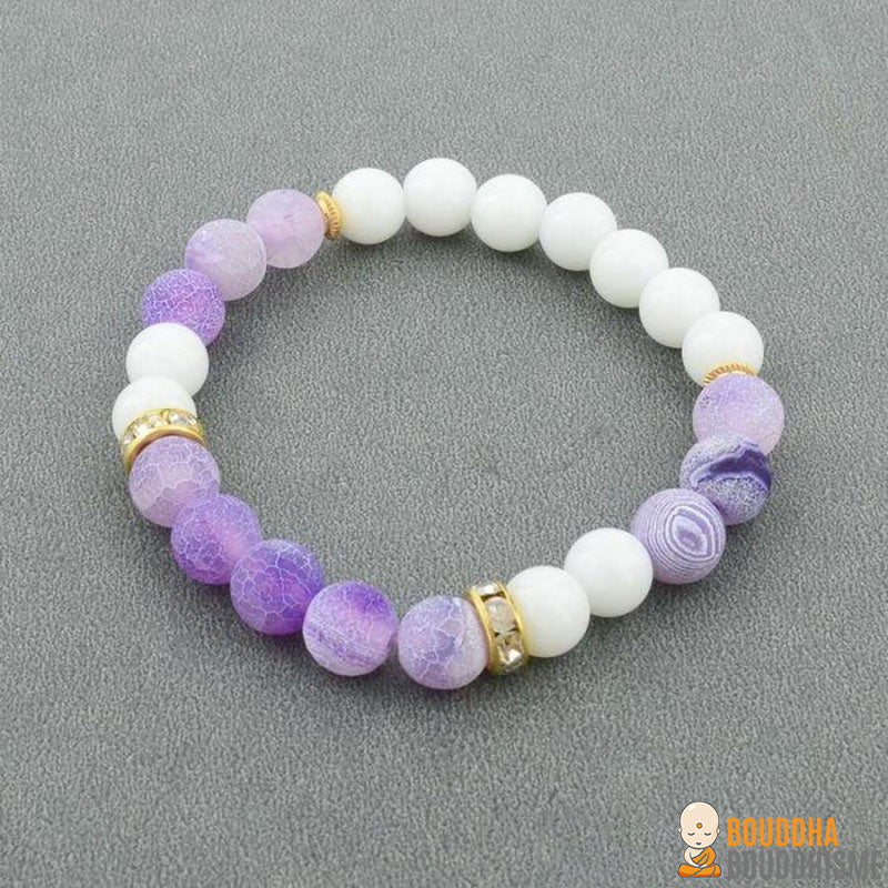 Bracelet en Agate Blanche et Violette