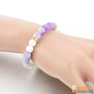 Bracelet en Agate Blanche et Violette