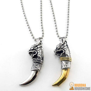 Collier "Dragon & Dent de Loup" en Titane