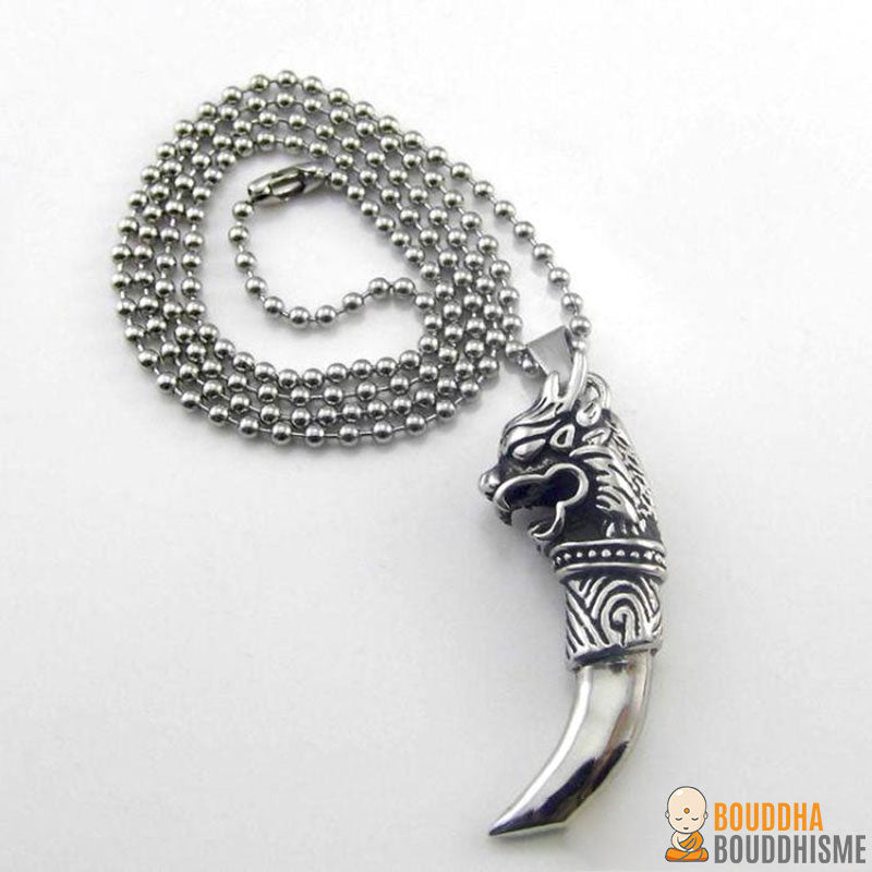 Collier "Dragon & Dent de Loup" en Titane