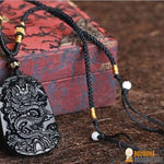 Collier Dragon en Obsidienne Naturelle