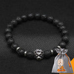 Bracelet "Force & Vigueur du Lion" en Pierres de Lave