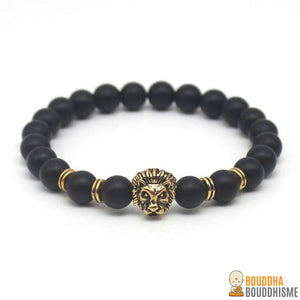 Bracelet "Force & Vigueur du Lion" en Pierres de Lave