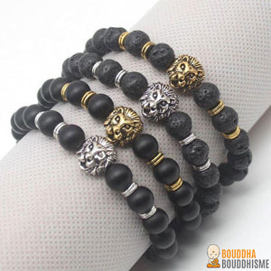 Bracelet "Force & Vigueur du Lion" en Pierres de Lave