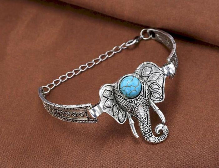 Bracelet de Bras Éléphant réglable avec Turquoise