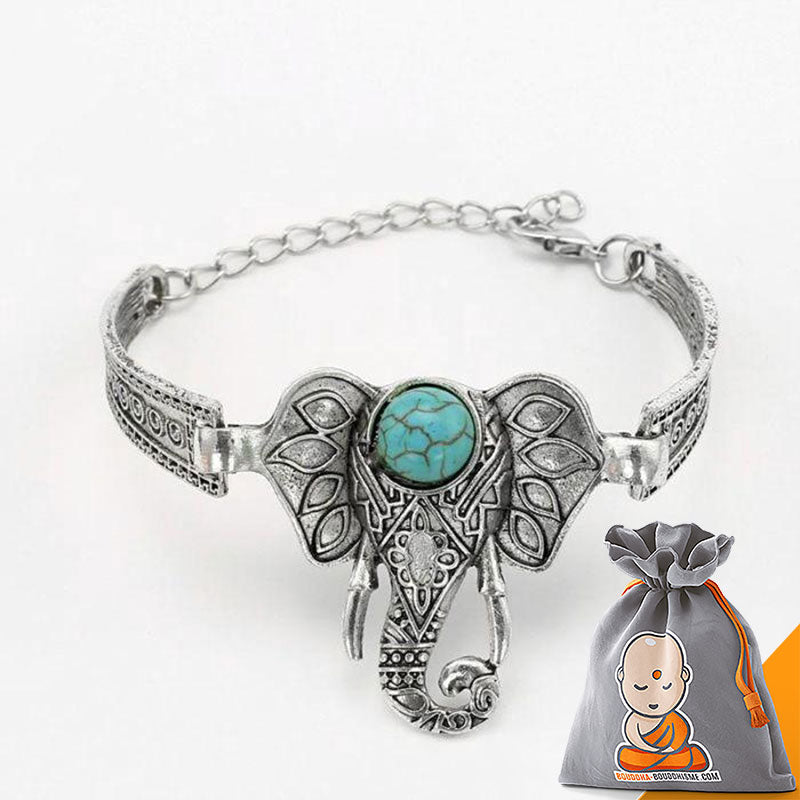 Bracelet de Bras Éléphant réglable avec Turquoise