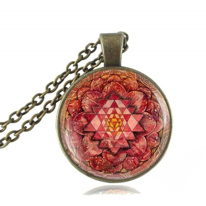 Collier sacré + Pendentif Sri Yantra Lotus