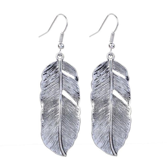 Boucles d'oreilles Plumes - Argent antique