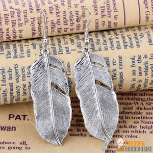 Boucles d'oreilles Plumes - Argent antique