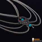 Chaîne de cheville couleur Argent + 2 Pendentifs Turquoise