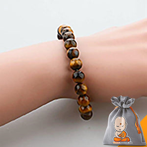 Bracelet de 24 perles en Oeil de tigre - bracelet de protection