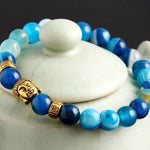 Bracelet "Bouddha" en Pierre Naturelle & Or Antique - 6 couleurs disponibles