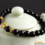 Bracelet "Bouddha" en Pierre Naturelle & Or Antique - 6 couleurs disponibles