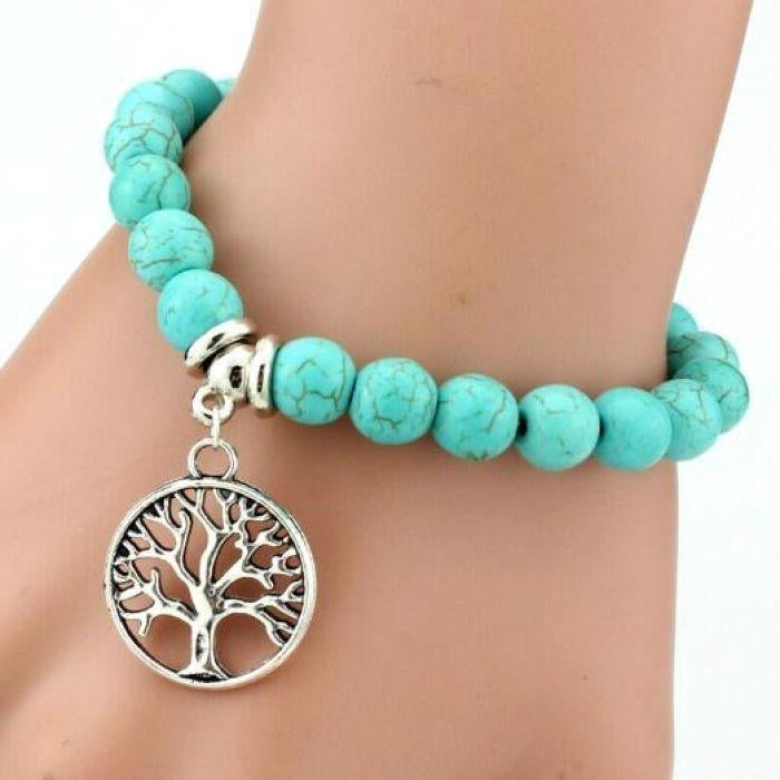 Bracelet "Arbre de vie" en Pierres Turquoises