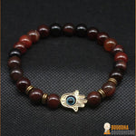 Bracelet Khamsa en Pierre Naturelle & Or ou Argent Antique - 3 couleurs disponibles