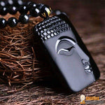Collier & Pendentif "Guérison Energétique" Bouddha en Obsidienne Noire