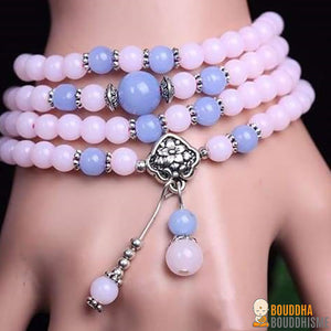 Collier Mâlâ de méditation de 108 perles en Calcédoine