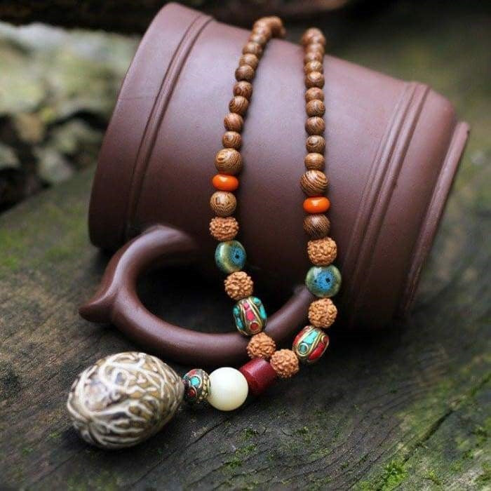 Collier Mâlâ de 108 perles en Bois de Santal et Rudraksha