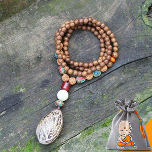 Collier Mâlâ de 108 perles en Bois de Santal et Rudraksha