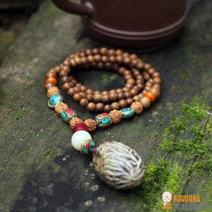 Collier Mâlâ de 108 perles en Bois de Santal et Rudraksha