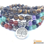 Bracelet 7 Chakras de Guérison en Oeil de Tigre (Nouvelle Version 2019)