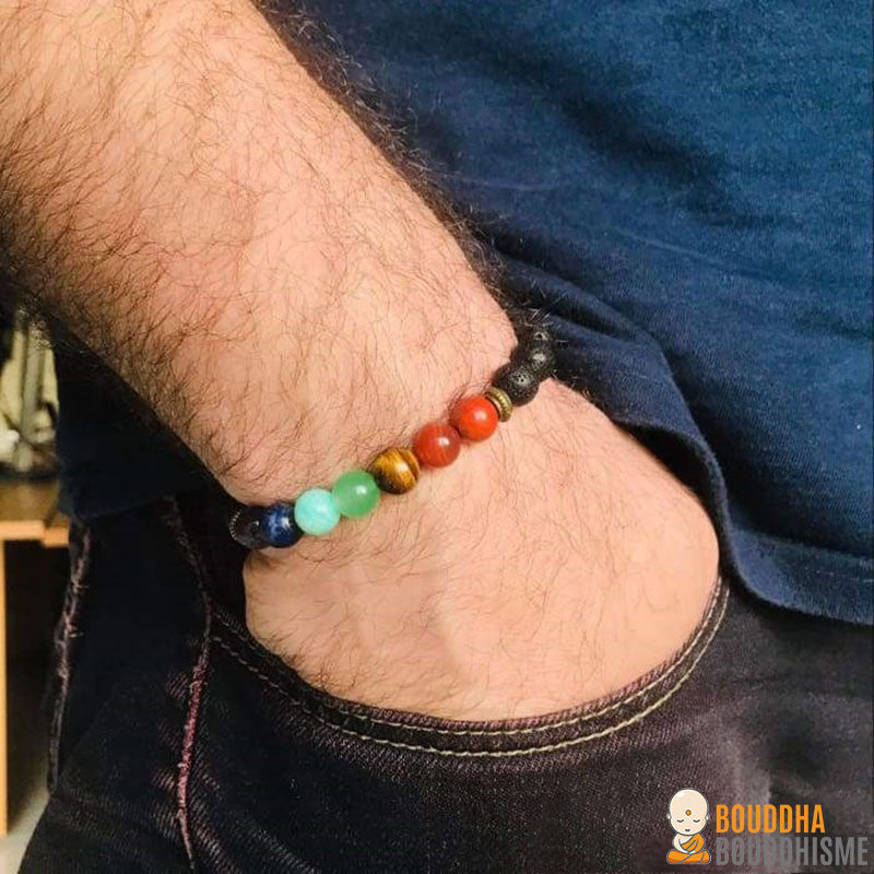 Bracelet "Guérison des 7 chakras" en Pierres de Lave (Nouvelle version 2019)