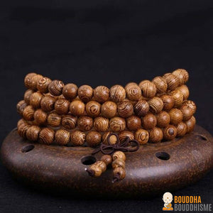 Collier Mala Tibétain de méditation - 108 perles en bois wengé