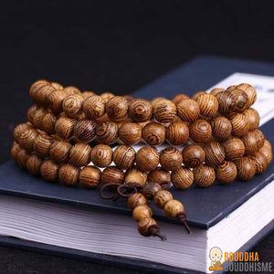 Collier Mala Tibétain de méditation - 108 perles en bois wengé