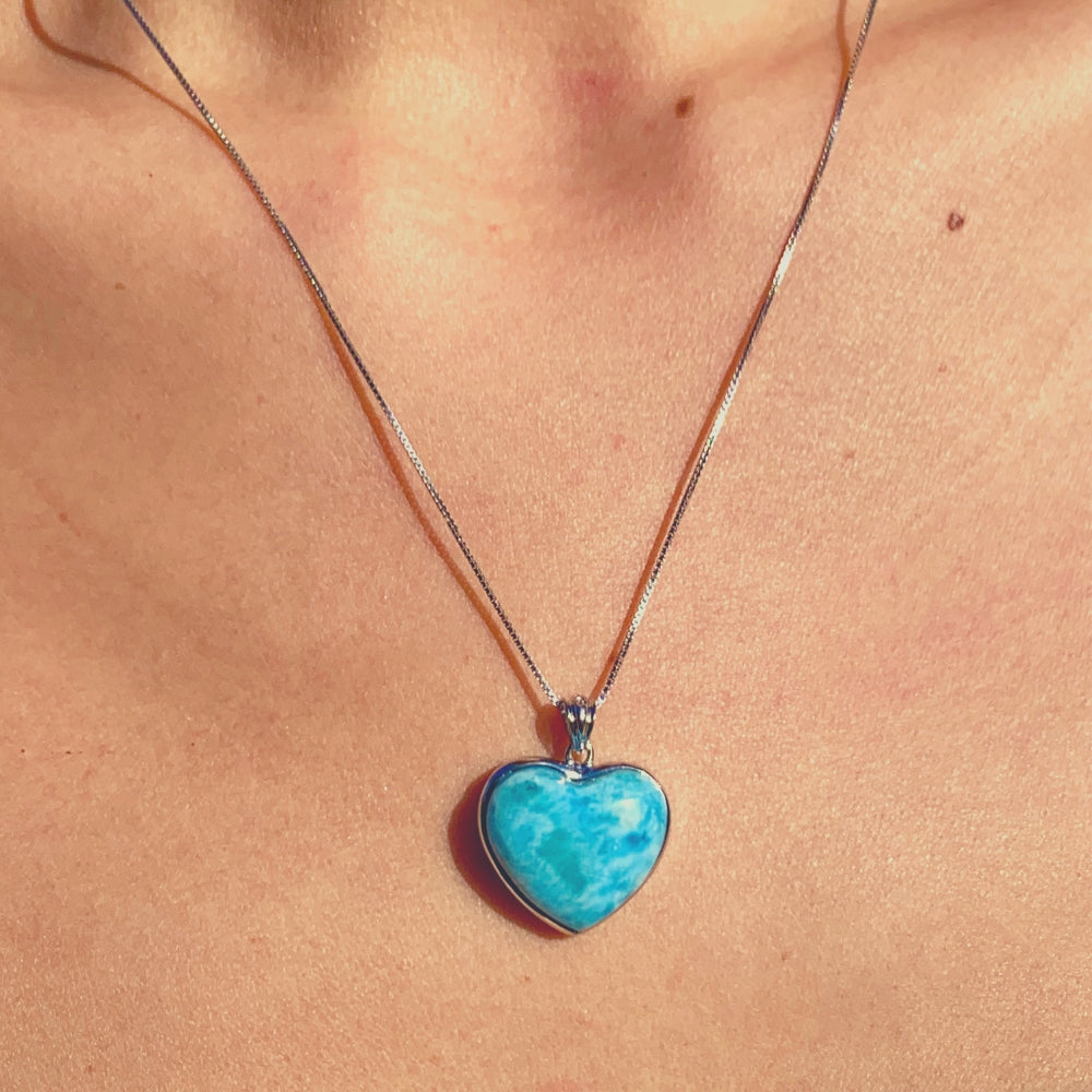 Collier "Coeur de l'Atlantide" en Larimar