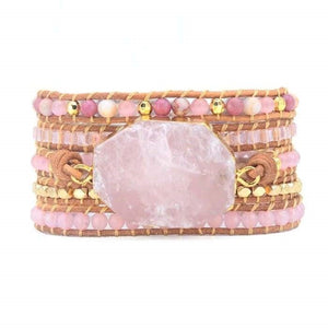 Bracelet Wrap "Magie de l'Amour" en Quartz Rose