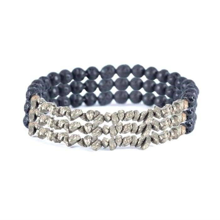 Lot de 3 Bracelets diffuseur "Étincelle" en Pyrite