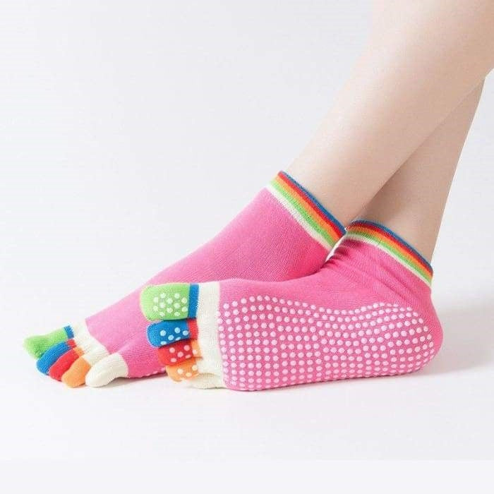 Chaussettes de Yoga antidérapantes multicolores - 6 couleurs disponibles