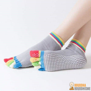 Chaussettes de Yoga antidérapantes multicolores - 6 couleurs disponibles