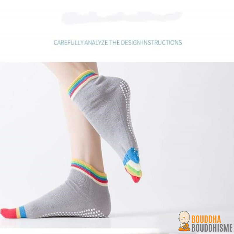 Chaussettes de Yoga antidérapantes multicolores - 6 couleurs disponibles