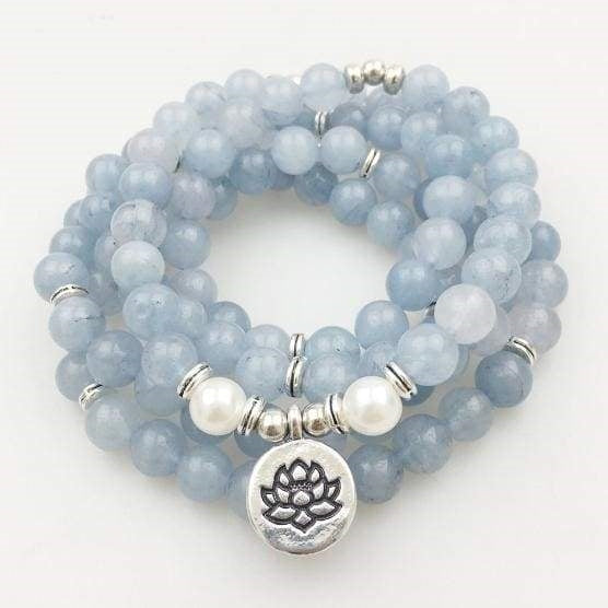 Bracelet Mala "Vérité & Créativité" en Aigue Marine