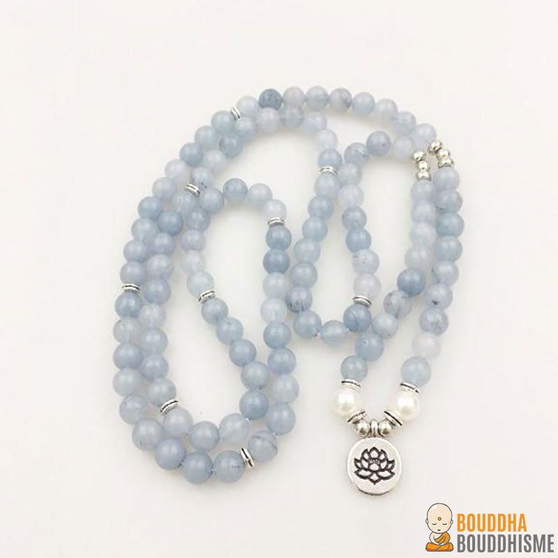 Bracelet Mala "Vérité & Créativité" en Aigue Marine