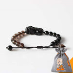 Bracelet Pi Xiu "Protection & Fortune" en Obsidienne et Quartz Fumé